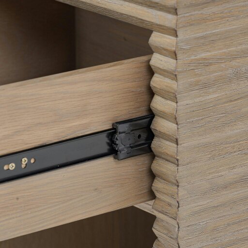 Wyld Haus Mandarina Weathered Oak Ribbed One Drawer Bedside Table
