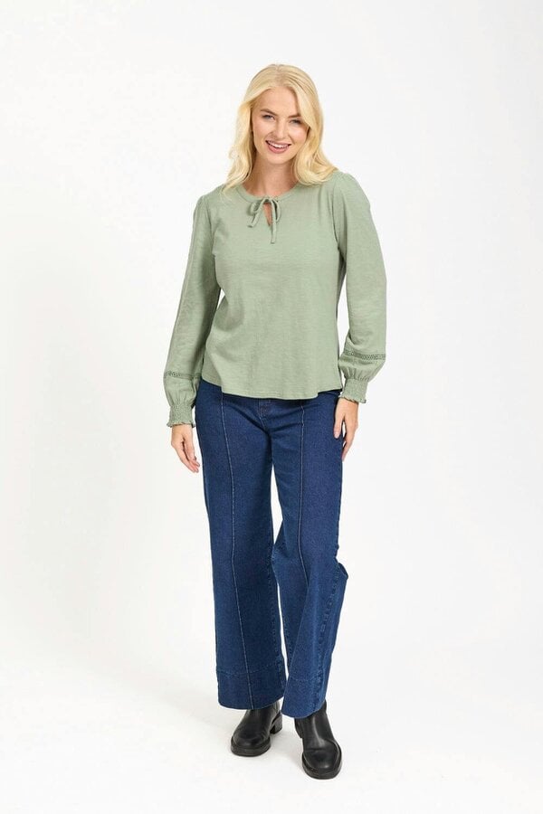 Mudflower Tie Neck Frill Collar Blouse