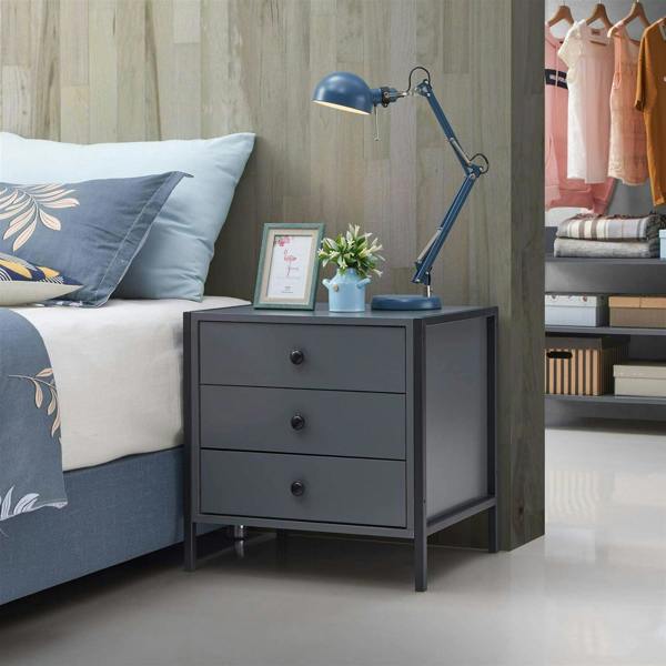 Timber Art Design Zahra Bedside Table Cabinet Bedroom Furniture Nightstand 3 Drawer
