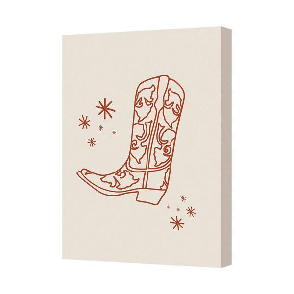 Benjamin Tate Design Vintage Style Cowboy Boot Canvas Wall Art Decor For Living Room