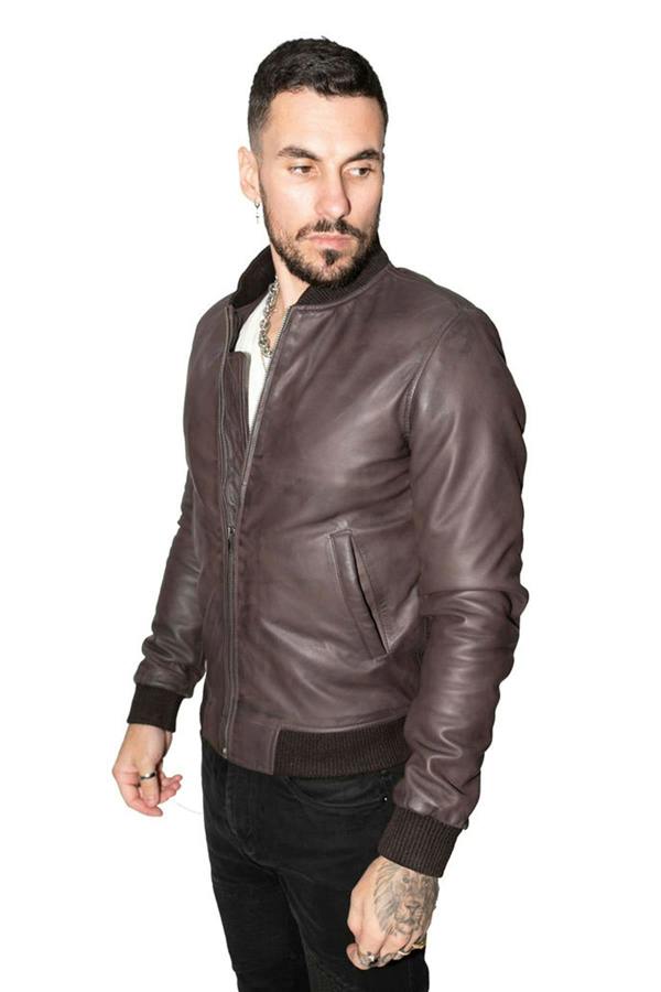 Infinity Leather Mens Retro Varsity Leather Bomber Jacket-Pretoria