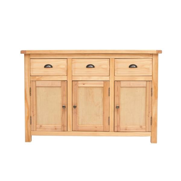 Lugo Waxed 3 Drawer 3 Door Sideboard Brass Cup Handle