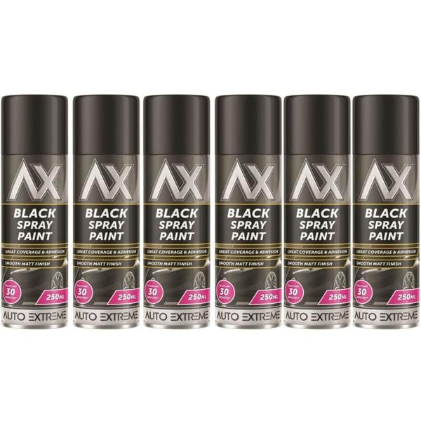 Auto Extreme 6X Auto Extreme Black Matt Spray Paint 250ml