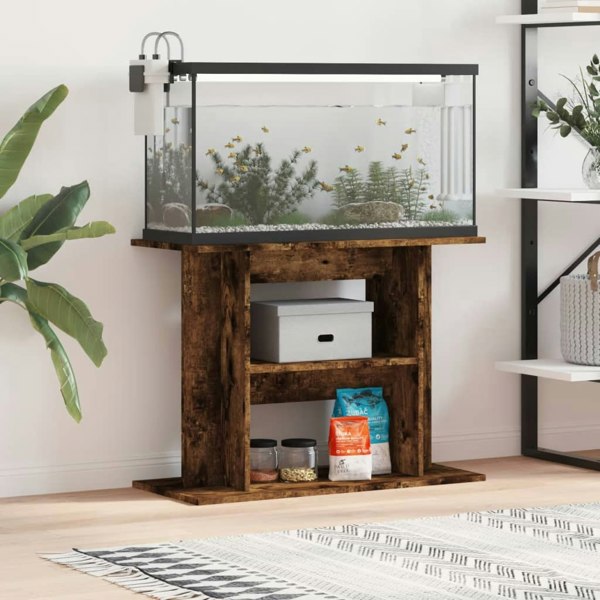 Berkfield Aquarium Stand Smoked Oak 80x35x60 cm Engineered Wood