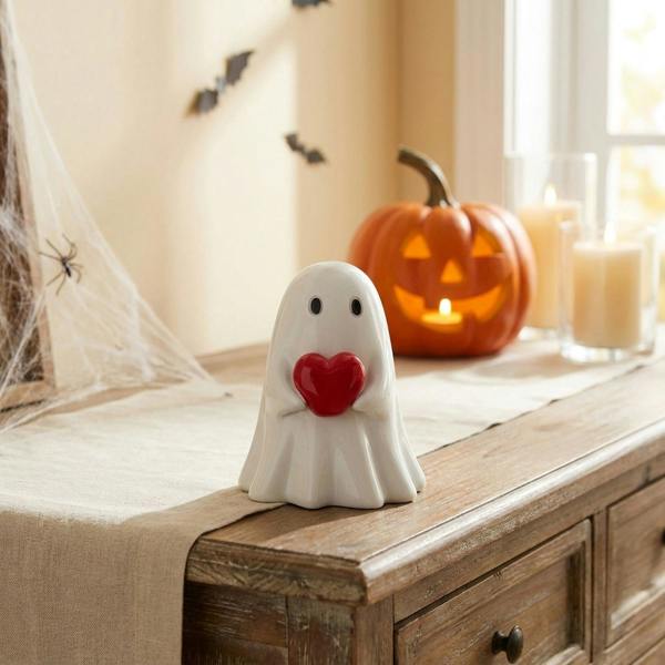 Garden Greatness Halloween Ghost Heart Statue Ornament