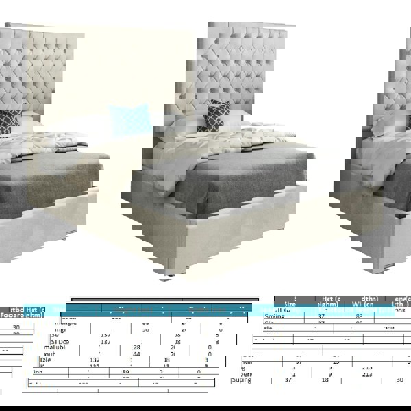 Casa Magna Alma Upholstered Soft Velvet Bed Frame - Cream