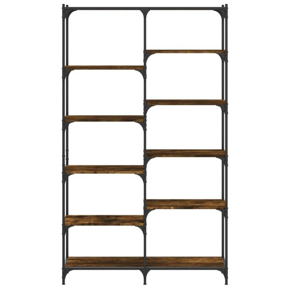 Berkfield Bookshelf Smoked Oak 100x32x170 cm Engineered Wood and Iron
