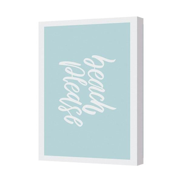 Benjamin Tate Design Canvas Wall Art Hello Script in Soft Blue on White Frame Decor