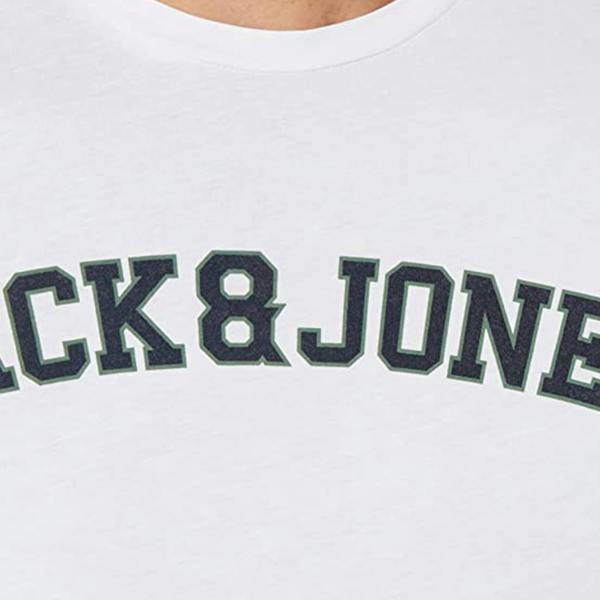 Jack & Jones Men's Casual Cotton T-Shirt Crew Neck Short Sleeves, White