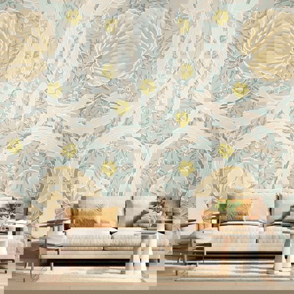 Origin Murals Flower Circle - Duck Egg and Linen