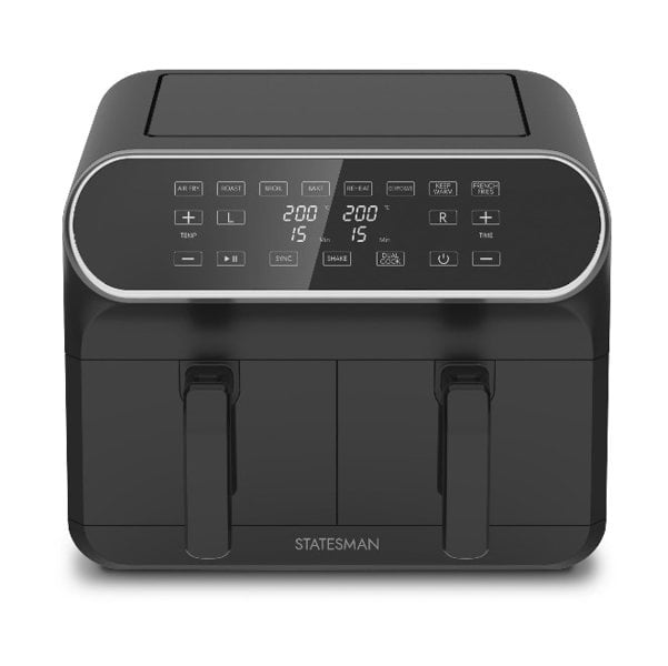 Statesman SKAF08017BK Digital Dual Zone Air Fryer, 8 Litre, Black