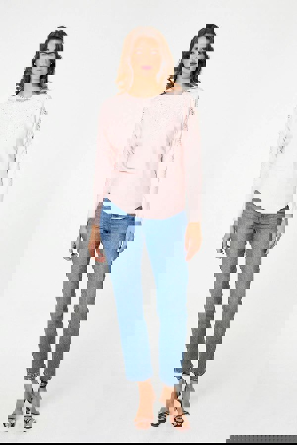 Pink | Sparkly Lace Embellished Relaxed Jumper
