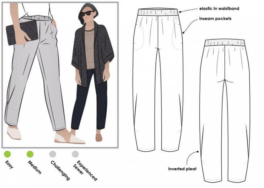 Style Arc Sewing Pattern Besharl Pants - Trousers for Women - Intermediate