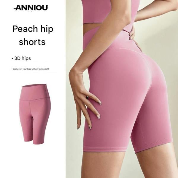 Anniou High-Waisted Women's Quick Dry Yoga Shorts - pink