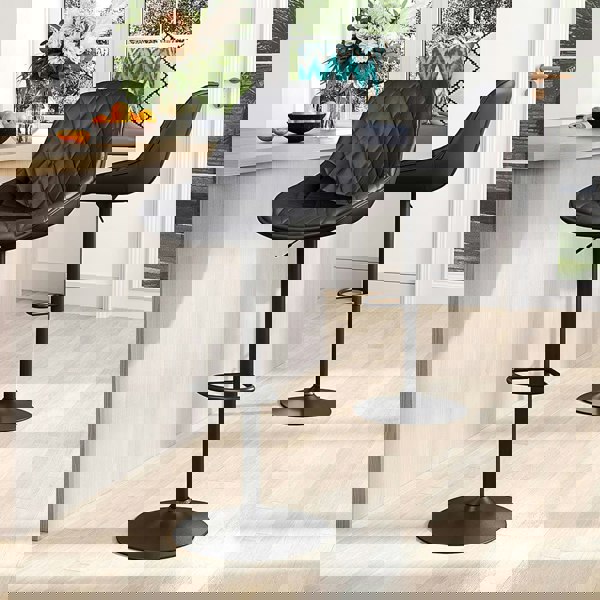 Set of 2 Faux Leather Height Adjustable Bar Stool Black Bar Stools Living and Home