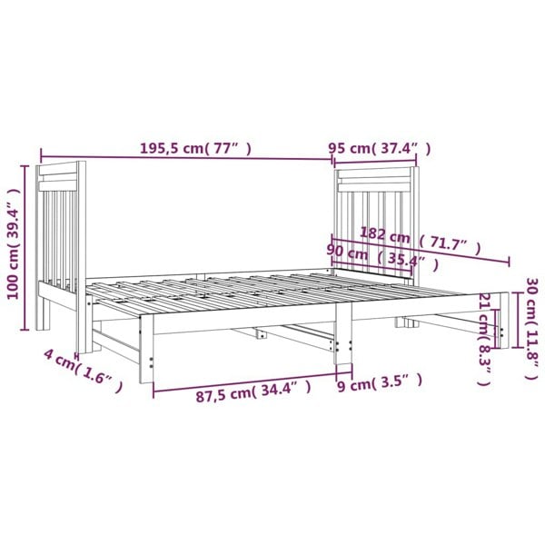 Berkfield Pull-out Day Bed 2x(90x190) cm Solid Wood Pine