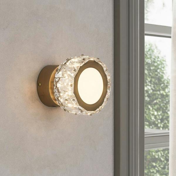 Pagazzi Lighting Dilan Antique Brass & Crystal LED Wall Light