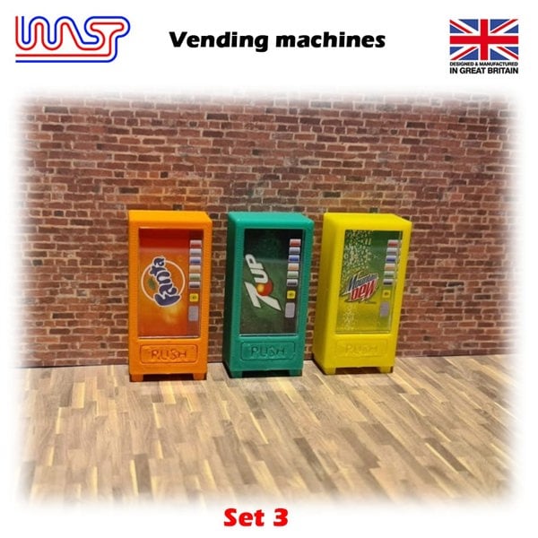 MCSlots Slot Car Scenery Track Side Drinks Vending Set of 3 New 1:32 Scale WASP