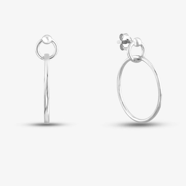 T. H. Baker Silver Large Double Circle Stud Hoop Earrings SEC0120C