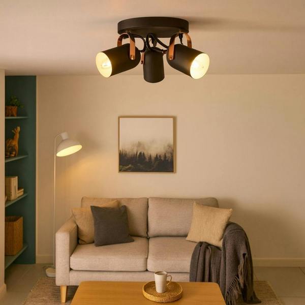 Pagazzi Lighting Letto Black and Copper 3 Light Ceiling Spotlight Plate