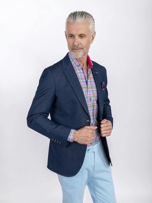 DENIM LOOK MULTI - STITCH BLAZER - STYLISH & VERSATILE - Claudio Lugli Shirts