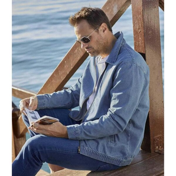 Atlas For Men Mens Zip Lightweight Denim Jacket - Blue