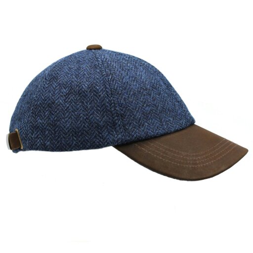 Heather Hats & Accessories British Wool Tweed Baseball Cap, Cotton Lining, Outdoor Wear, Harbour Blue