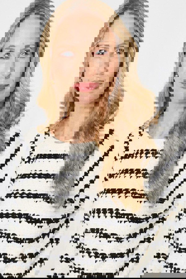 White | Stripe Textured Long Sleeve Jumper
