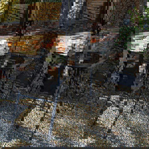 Samuel Alexander Outdoor 4 Person Round Glass Top Garden Dining Table & Chairs Set with Grey Havana Parasol