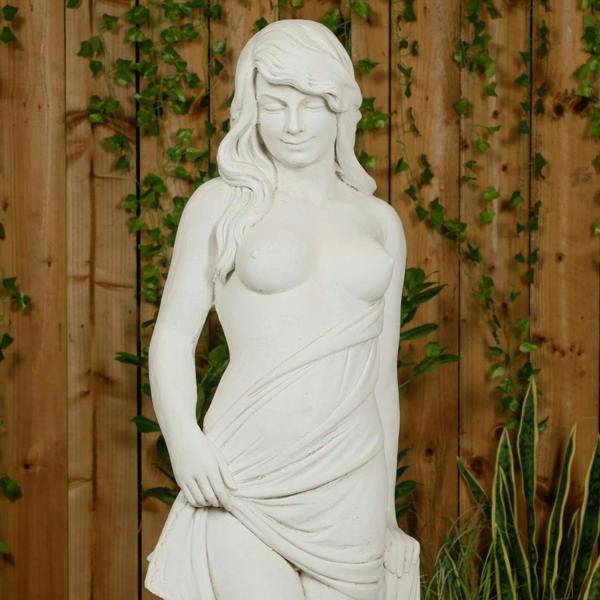 PDA Large Smiling Lady With Robe Garden Statue