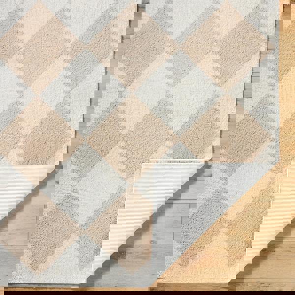 Livabliss Fossay Shag-Washable Beige High Pile Diamond Rug