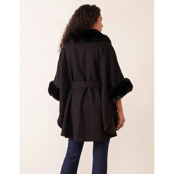 Blue Vanilla Faux Fur Trimmed Cape