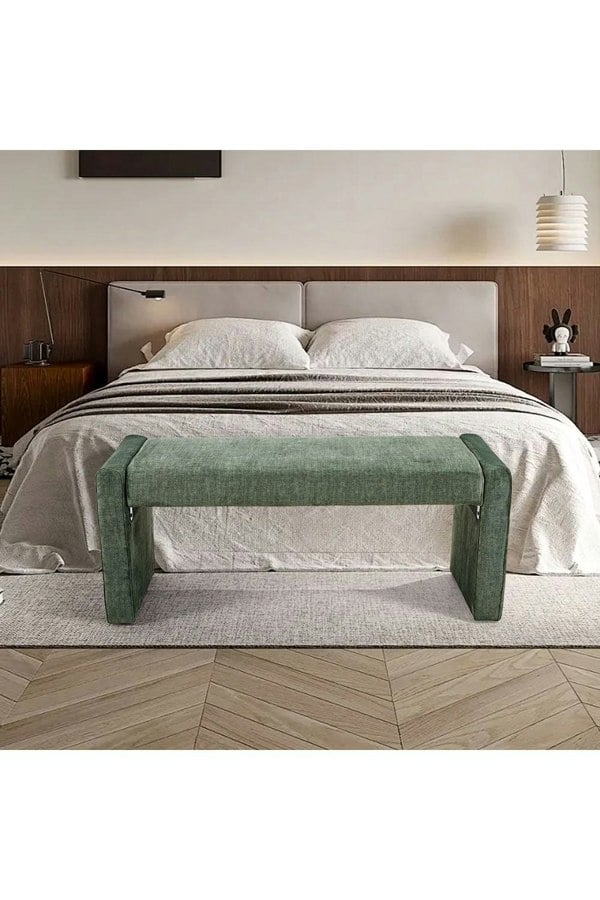Living and Home Green Minimalist Modern Ottoman Bench