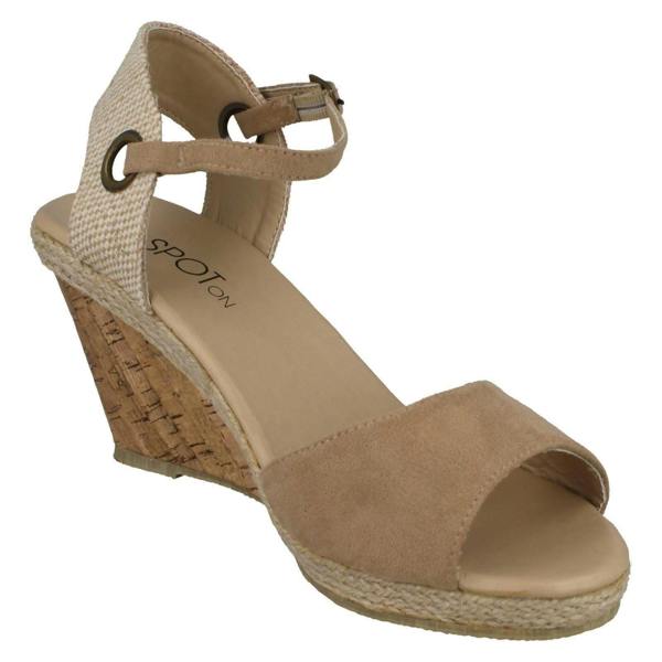 Spot On Ladies Spot On Cork Wedge Sandals F2265