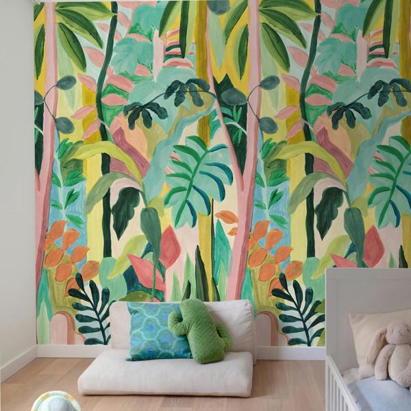 Grandeco Sunda Kids Nursery Jungle 3 panel repeatable Mural 1.59 x 2.8m, Multi