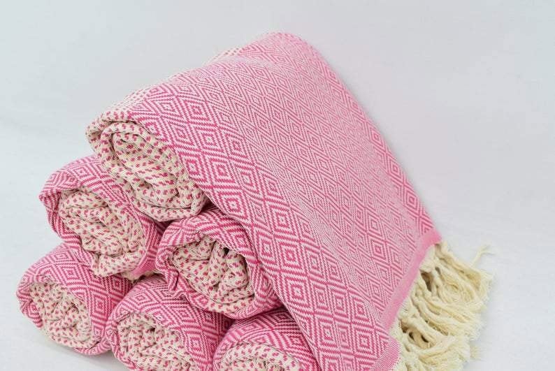 Pink Organic Diamond Light Beach Towel