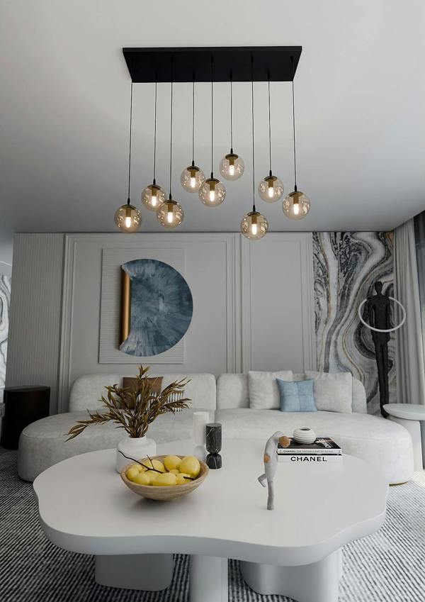 Emibig COSMO Pendant lamp  9 x E14 Black with Amber Shade
