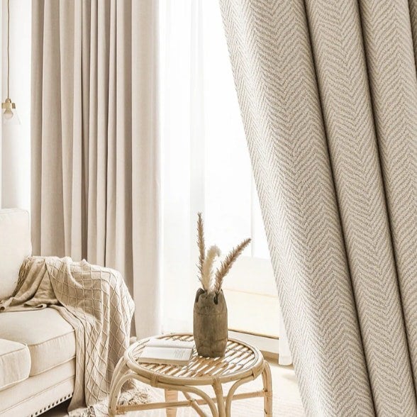 Anyhouz Anydrape Curtain Beige 150cmx250cm Thick Chenille Luxury Blackout Curtains