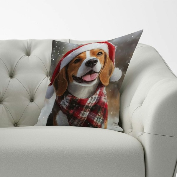 Warren Reed Christmas Beagle Cushion