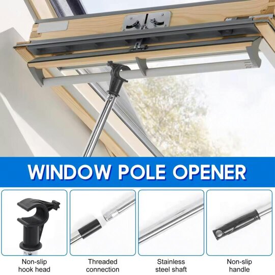 Havendro 1.86m Skylight Opening Pole for Windows, Adjustable Multi-Section