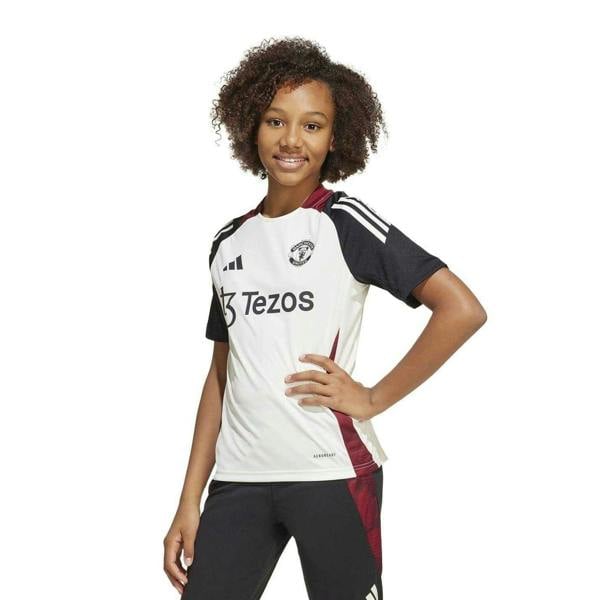Adidas Childrens/Kids Tiro 24 Manchester United FC Training Jersey - Off White/Black - 