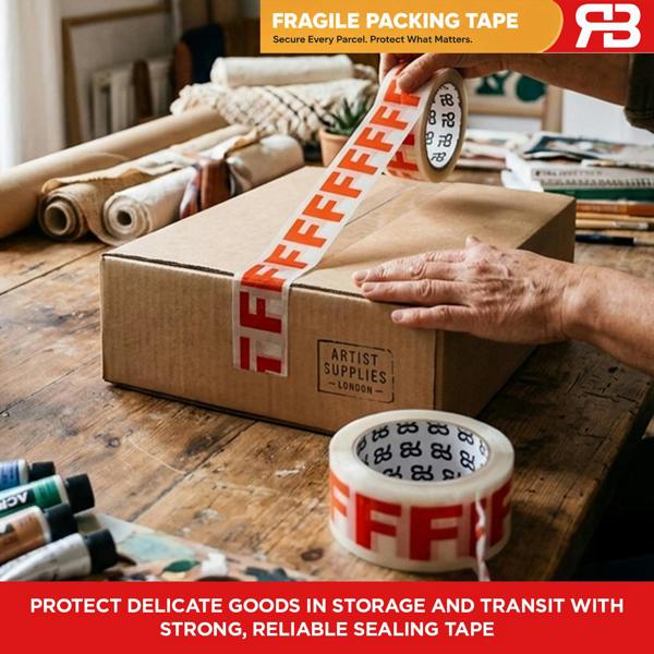 RexBrown Packing Tape 48mm x 66m Clear Brown Fragile Parcel Box Tape 12, 24 or  48 Rolls