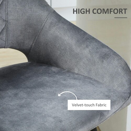 Wyld Haus Zire Set Of 2 Grey Velvet Fabric Counter Bar Chairs With Steel Legs