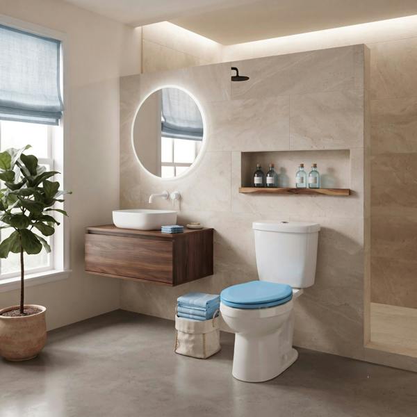 RTS Sky Blue Top Fix Slow Close Quick Release Toilet Seat