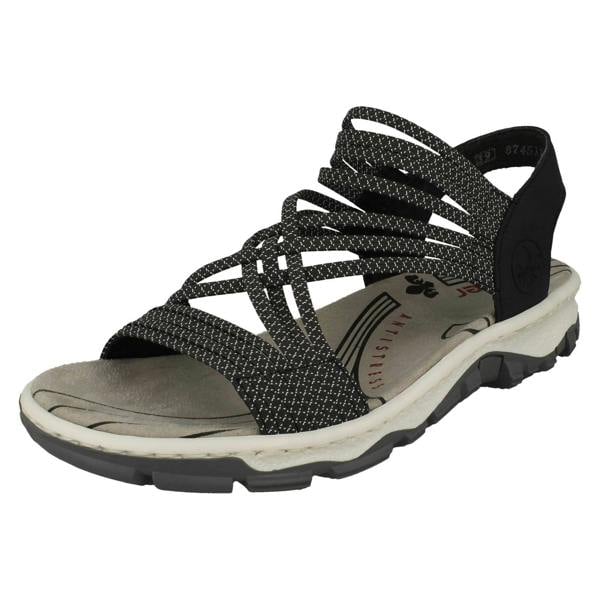 Rieker Ladies Rieker Elasticated Cross Detailed Strappy Sandals 68888