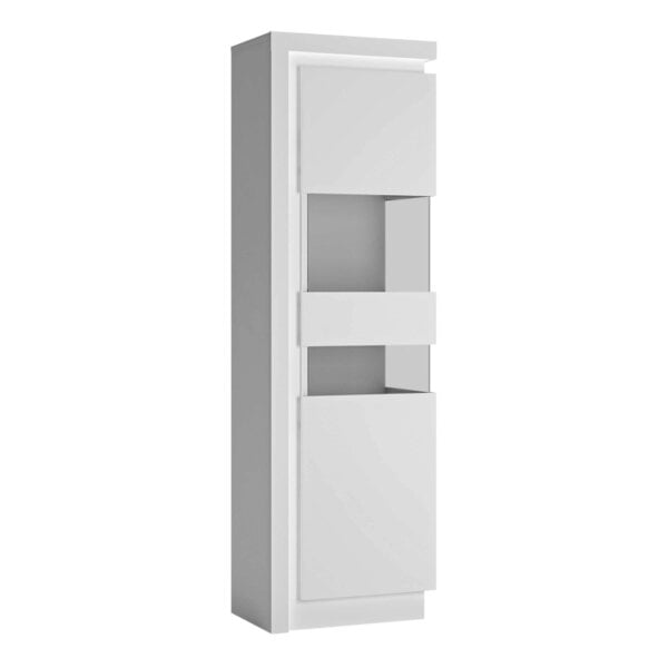 Wyld Haus Hjorring White Wooden Tall Narrow Display Cabinet with LED Lights