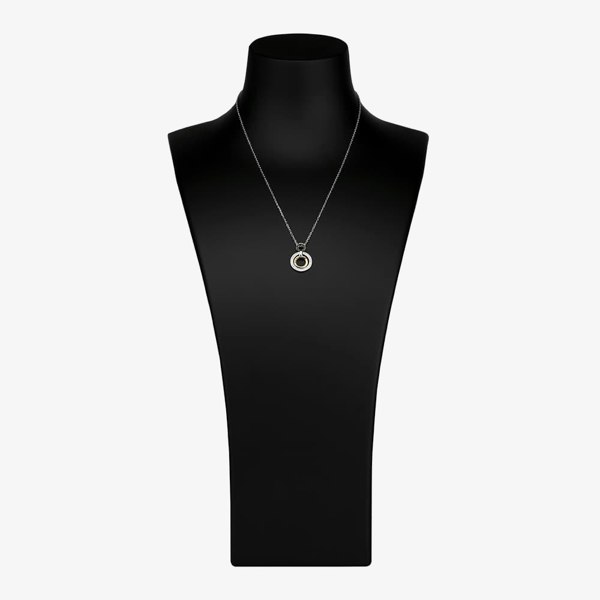 T. H. Baker Two Tone Cubic Zirconia Double Open Circle Pendant and Earring Set SET12423
