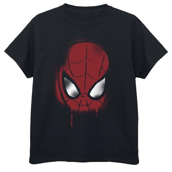 Marvel Boys Spider-Man Face Sketch T-Shirt - Black