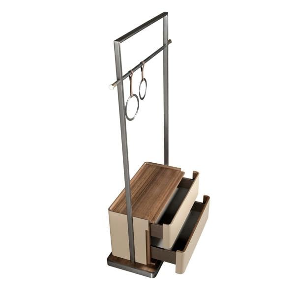 Angel Cerdá Mink leatherette, walnut, and stainless steel coat rack 3282
