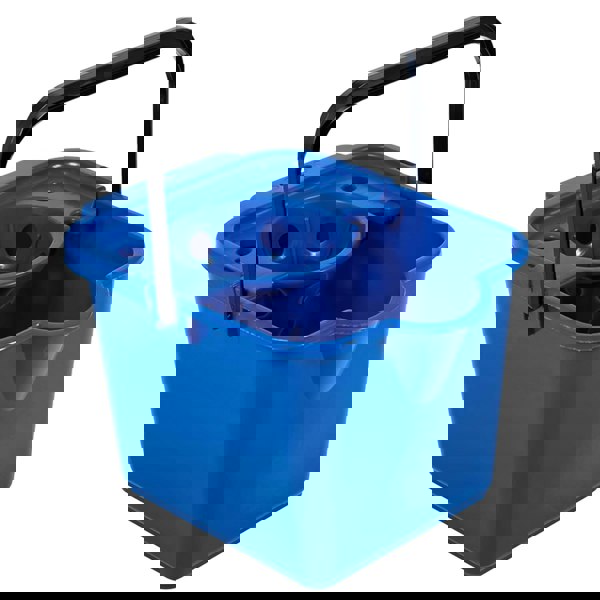1 x Blue 12 Litre Plastic Mop Bucket With Wringer With Lip For Easy Pouring For Cleaning Hard Floors